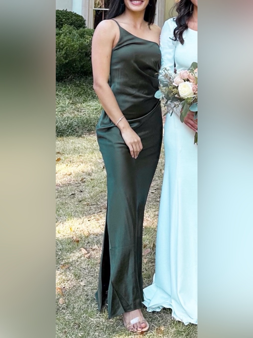 Revelry Jade Satin Dress Olive Green - Picture 7 of 7